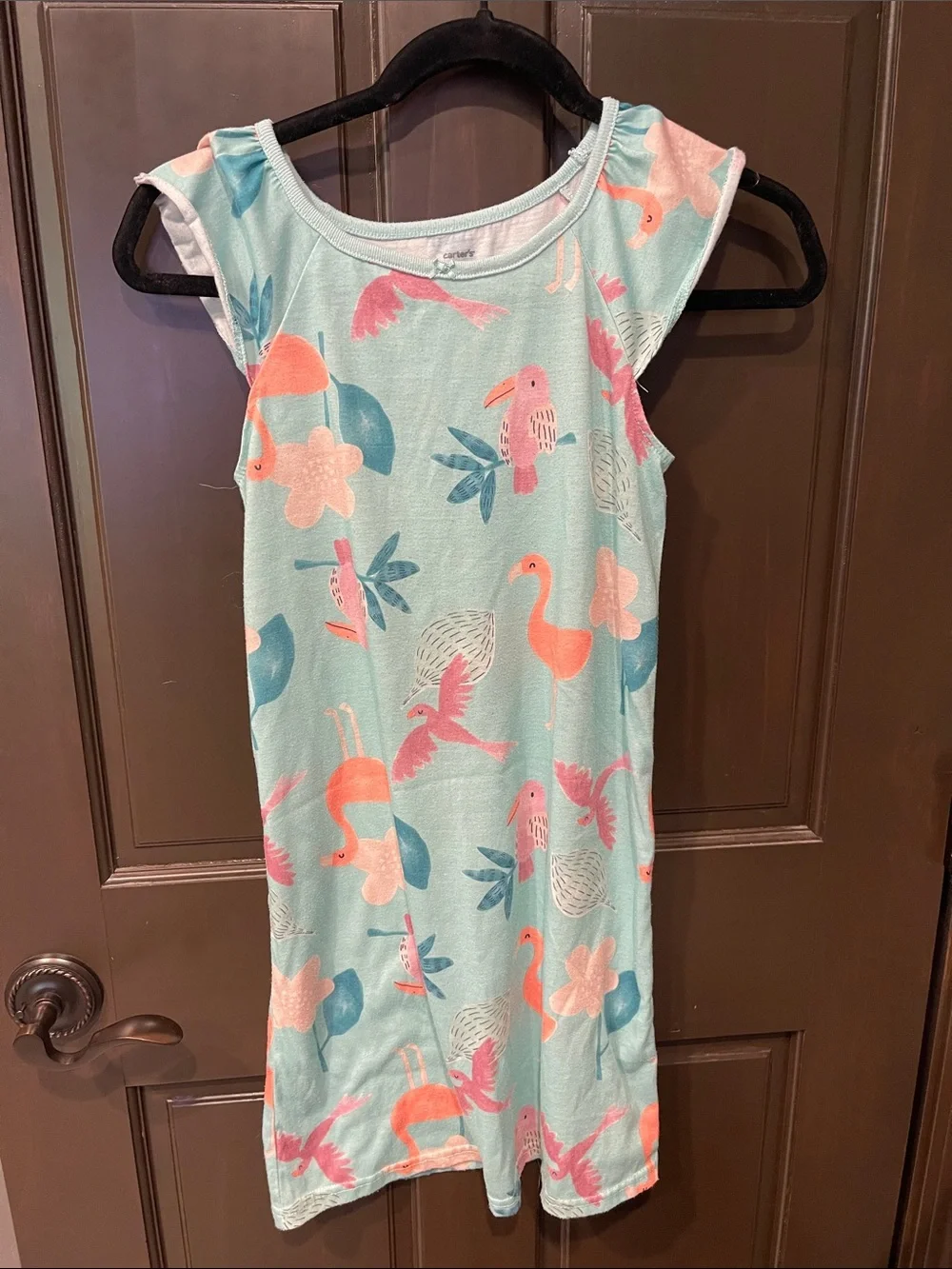 Carter's Girls' Multi-Color Kitten Print & Aqua Flamingo Nightgowns